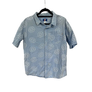 Odd Future OFWGKTA Short Sleeve Button Down Donut Shirt Size Medium Tyler Blue